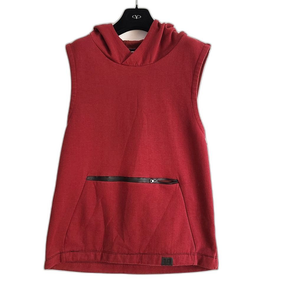 Unisex Sleeveless Hoodie with Front Pocket Size S